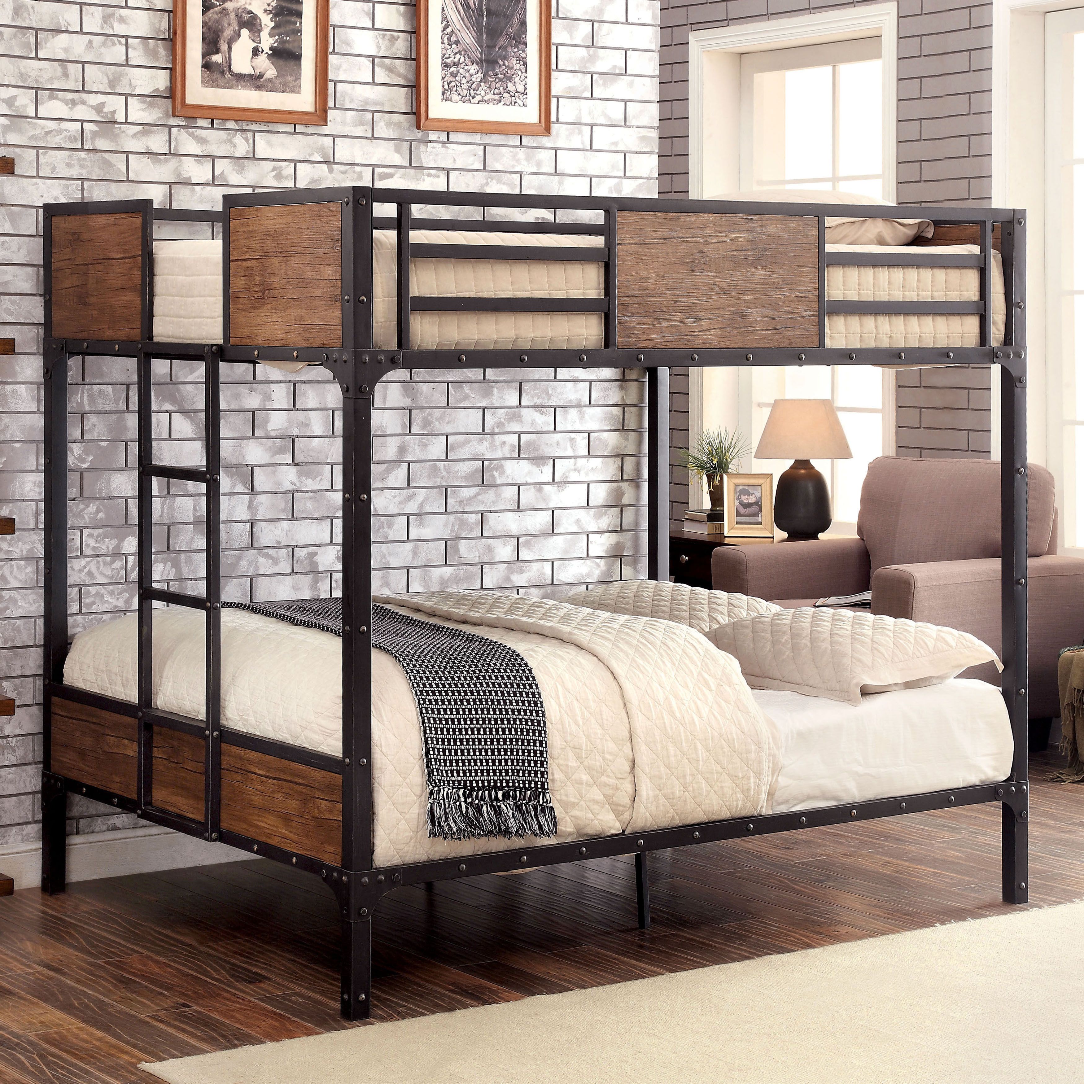 Furniture Of America Jown Industrial Black Metal Bunk Bed