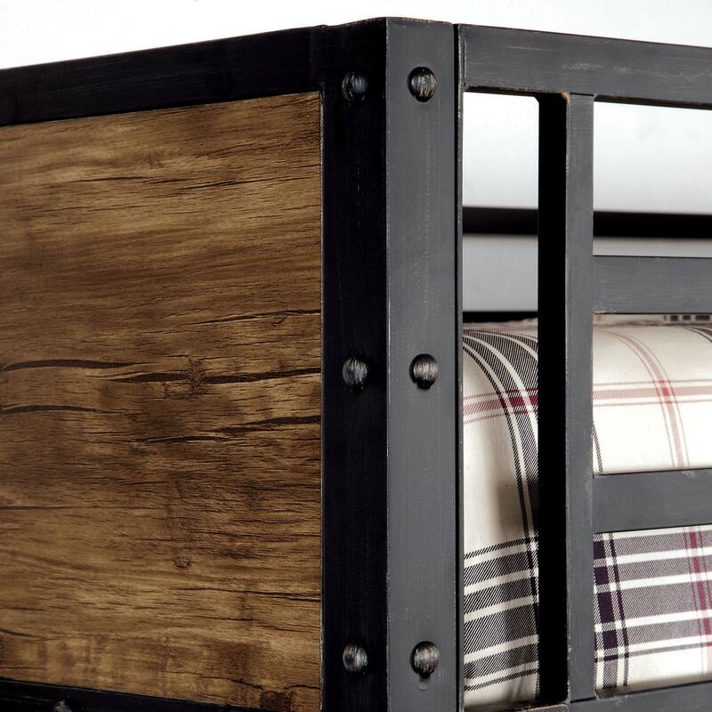 Jown Industrial Black Twin Metal Loft Bed with Workstation by Furniture of America