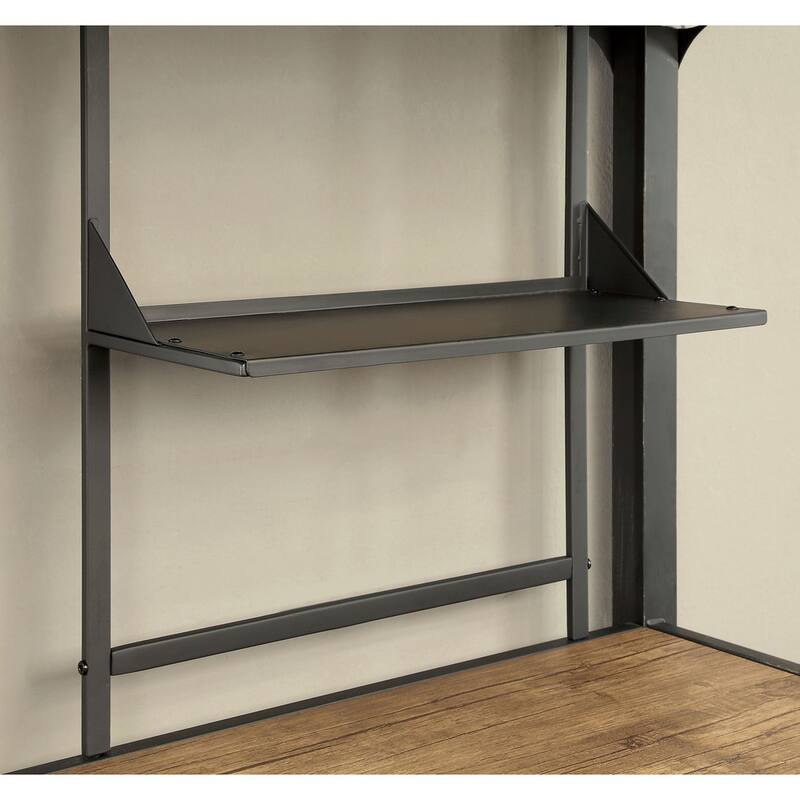 Jown Industrial Black Twin Metal Loft Bed with Workstation by Furniture of America