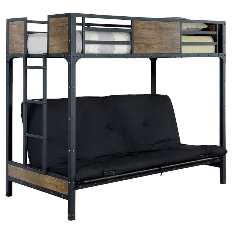 Jown Transitional Black Twin Metal Naillhead Futon-base Loft Bed by Furniture of America