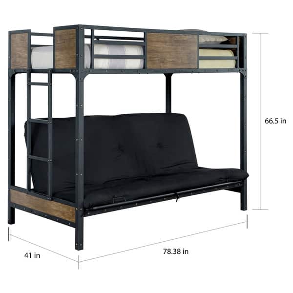 Jown Transitional Black Twin Metal Naillhead Futon-base Loft Bed by Furniture of America
