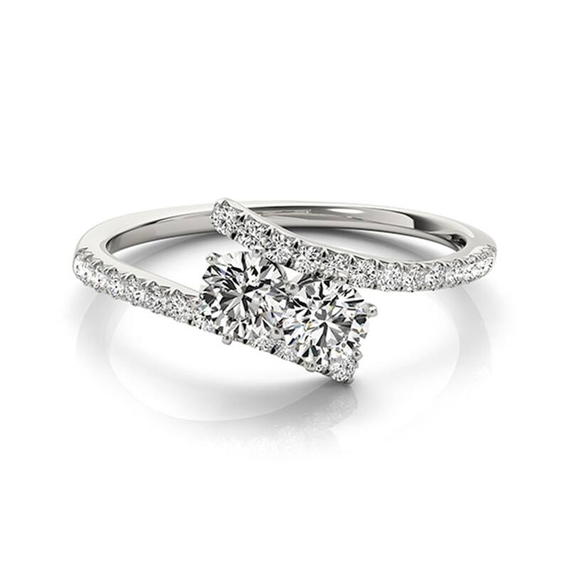 Auriya 14k Gold 1ctw Modern Two-stone Diamond Engagement Ring