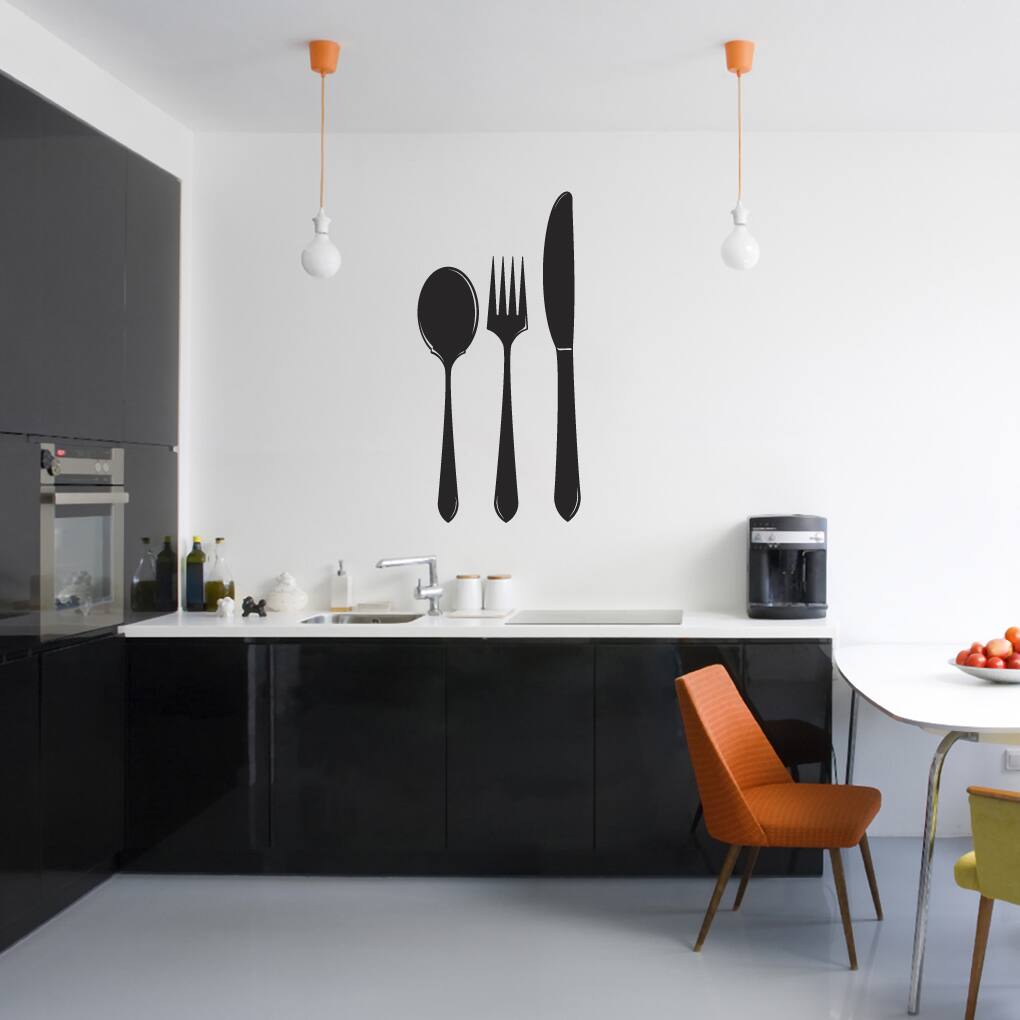 Spoon Fork Knife Wall Decal 20inch wide x 40inch tall Bed Bath