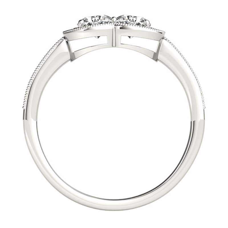 Auriya Vintage 3/4cttw Round 2-Stone Diamond Halo Engagement Ring 14k White Gold