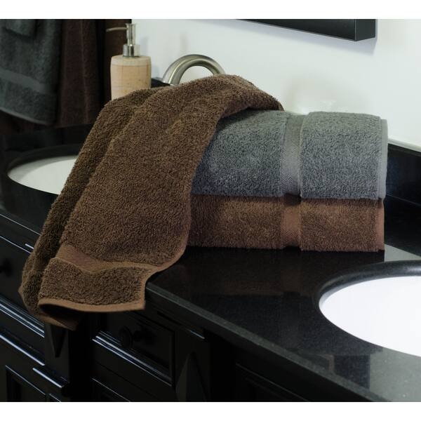 Superior Ultra-Soft Rayon from Bamboo Cotton Blend Bath and Hand Towel Set Cocoa / 2 Piece Bath Towels & 6 Piece Hand Towels