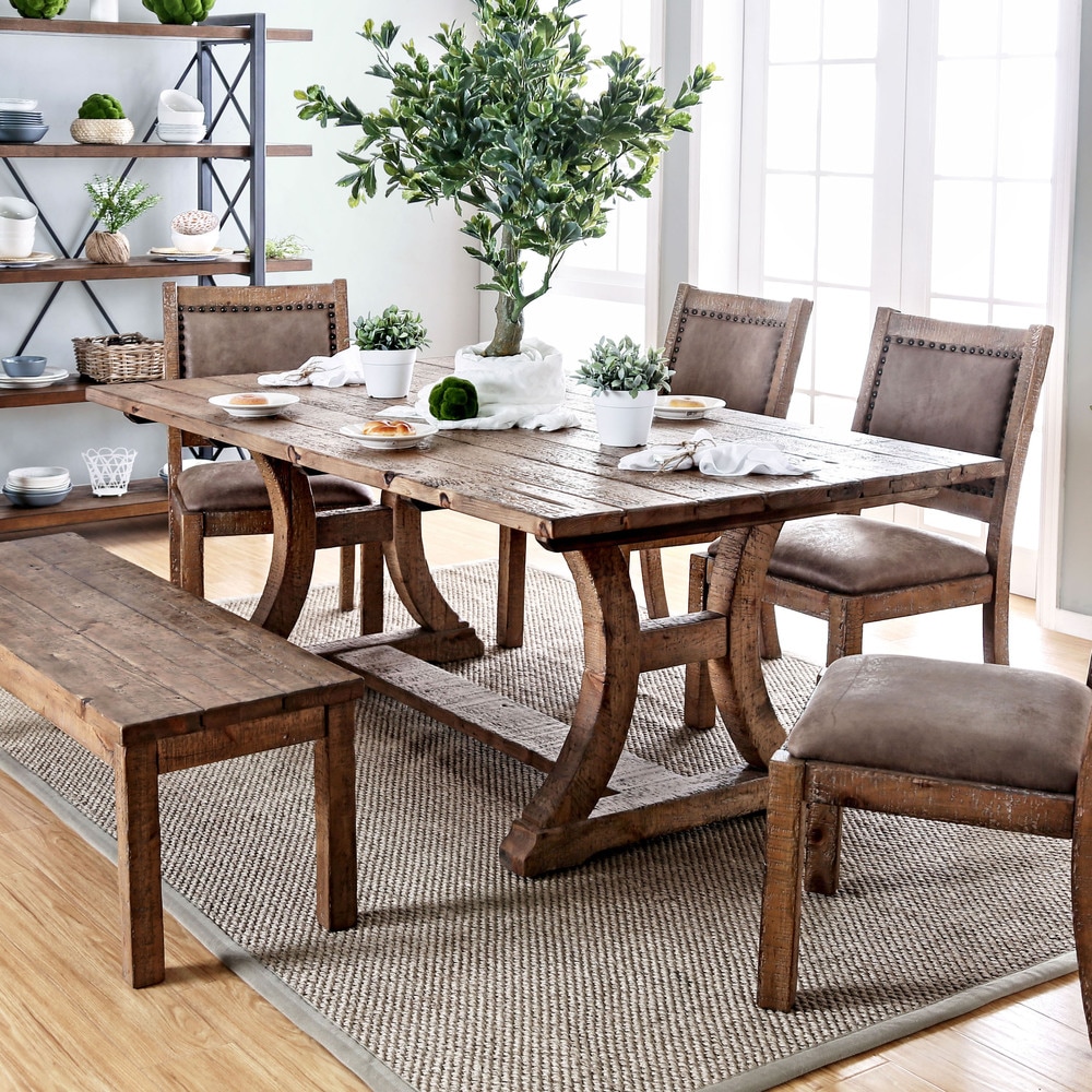 Furniture Of America Sail Rustic Pine Solid Wood Dining Table On Sale Overstock 11149919 96 Inch
