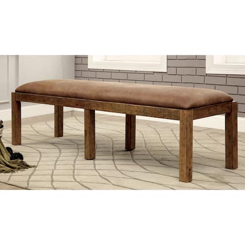 Furniture of America Sail Traditional Pine Faux Leather Dining Bench