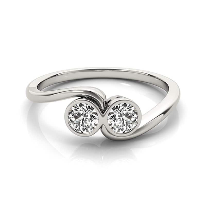 Auriya 14k Gold 1/4 carat TW Round Bezel-set 2-Stone Diamond Engagement Ring