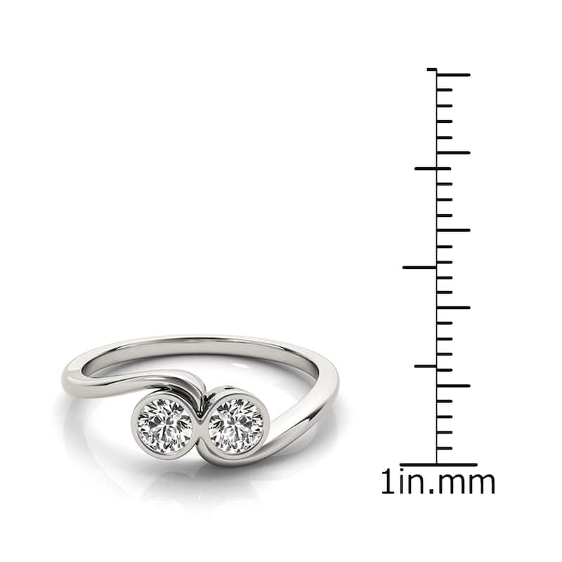 Auriya 14k Gold 1/4 carat TW Round Bezel-set 2-Stone Diamond Engagement Ring