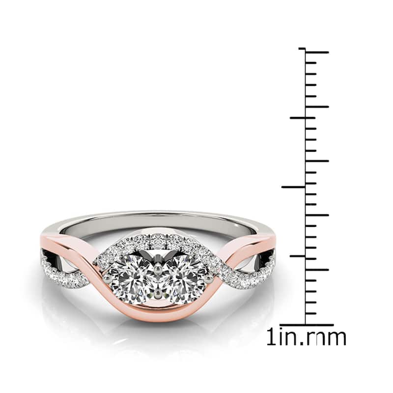 Auriya 14K Two-tone Gold 1 carat TW 2-Stone Infinity Diamond Engagement Ring
