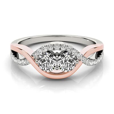 Auriya 14K Two-tone Gold 1 carat TW 2-Stone Infinity Diamond Engagement Ring