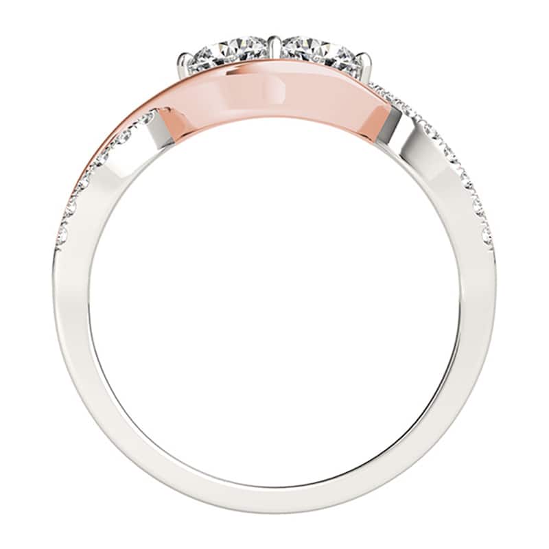 Auriya 14K Rose and White Gold Infinity 2-Stone Diamond Engagement Ring 3/4ct TDW