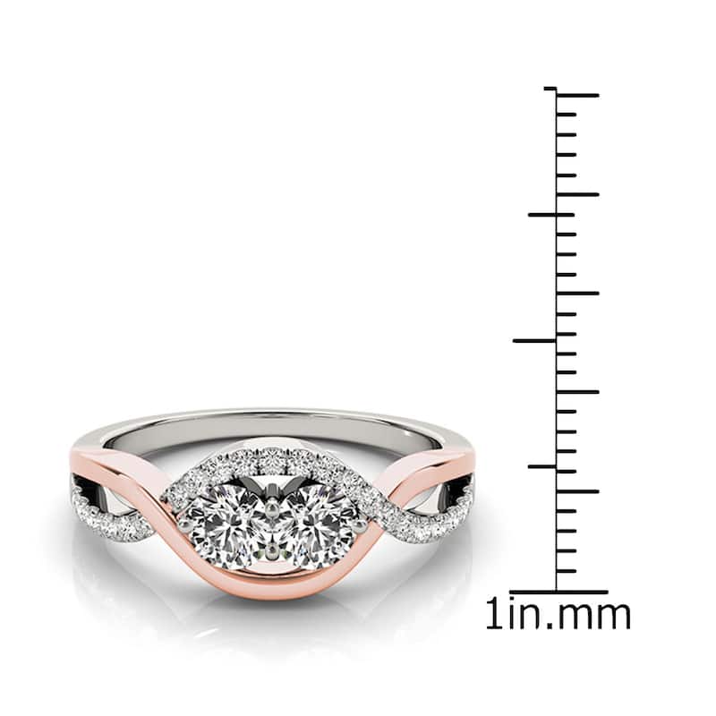 Auriya 14K Rose and White Gold Infinity 2-Stone Diamond Engagement Ring 3/4ct TDW