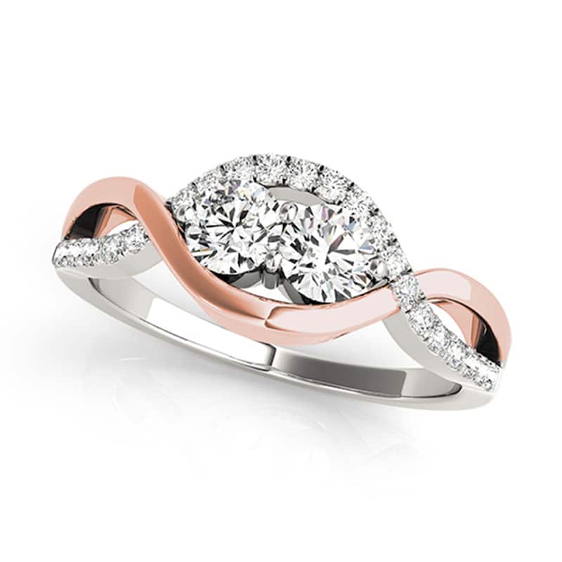 Auriya 14K Rose and White Gold Infinity 2-Stone Diamond Engagement Ring 3/4ct TDW