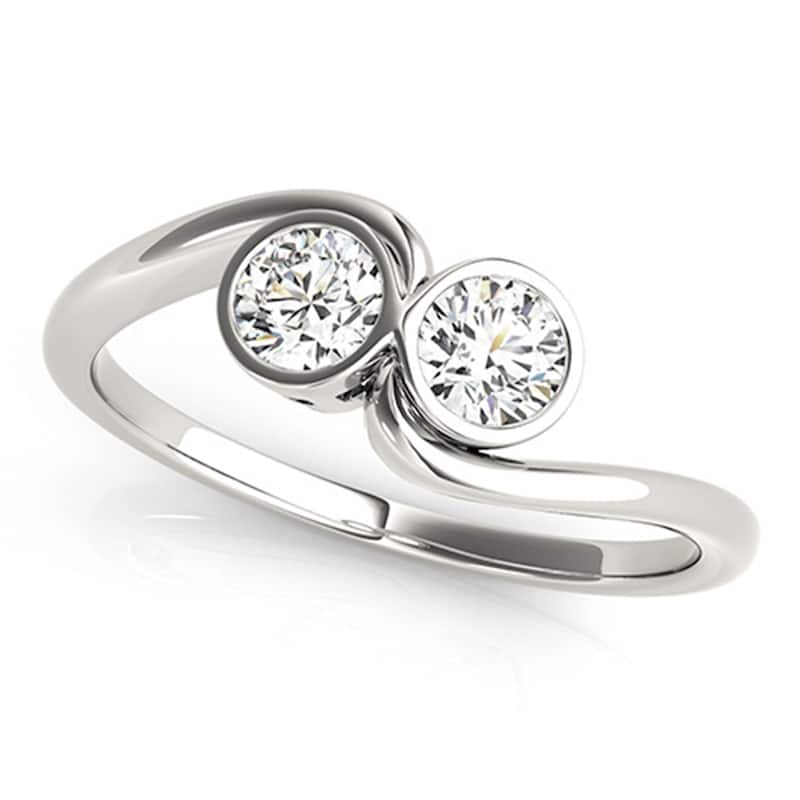 Auriya Round 1ct TDW Bezel Set Diamond 2-Stone Engagement Ring 14K Gold