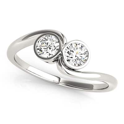 Auriya Round 1ct TDW Bezel Set Diamond 2-Stone Engagement Ring 14K Gold