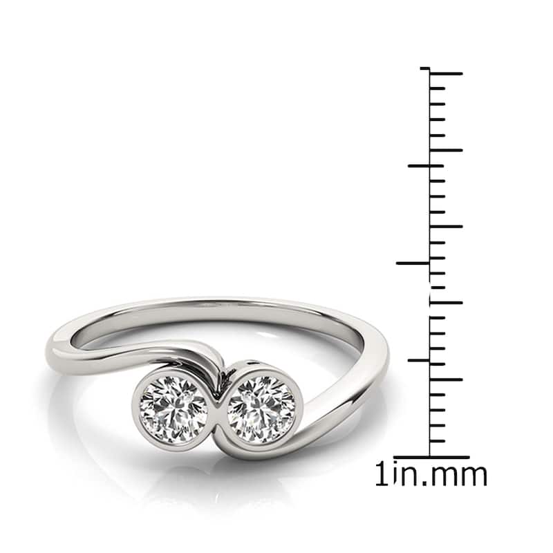 Auriya Round 1ct TDW Bezel Set Diamond 2-Stone Engagement Ring 14K Gold