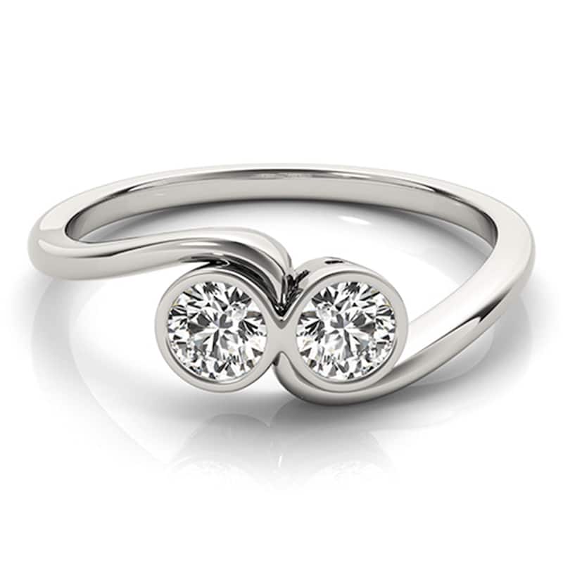 Auriya Round 1ct TDW Bezel Set Diamond 2-Stone Engagement Ring 14K Gold
