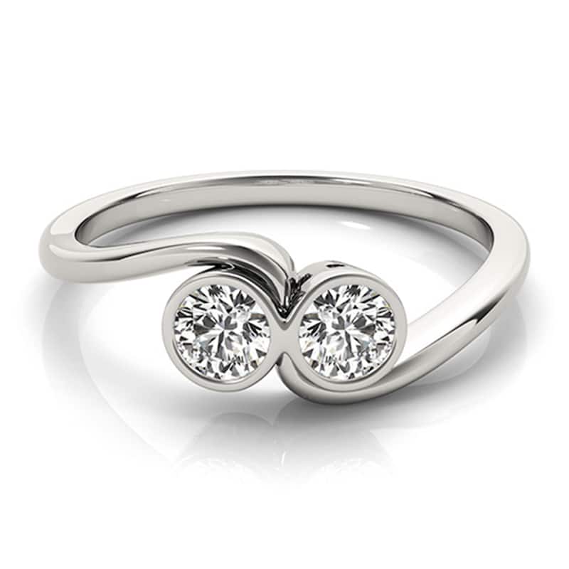 Auriya Round 3/4ct TDW Bezel Set Diamond 2-Stone Engagement Ring 14K Gold