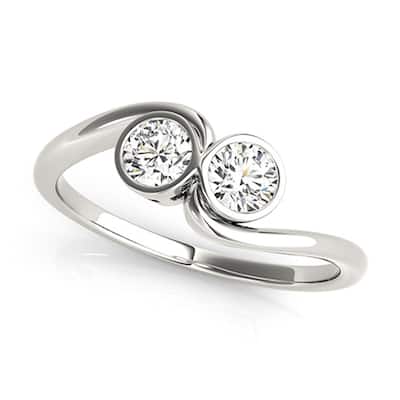 Auriya Round 3/4ct TDW Bezel Set Diamond 2-Stone Engagement Ring 14K Gold