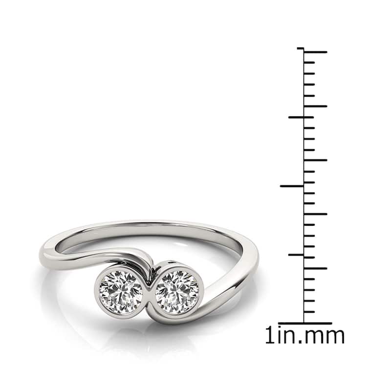 Auriya Round 3/4ct TDW Bezel Set Diamond 2-Stone Engagement Ring 14K Gold