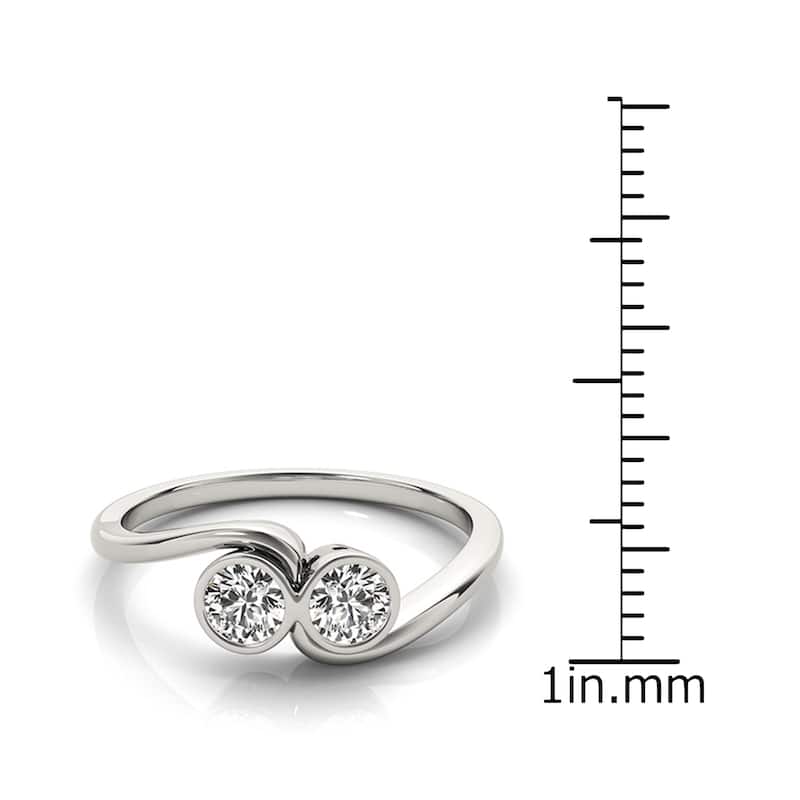 Auriya Round 1/2ct TDW Bezel Set Diamond 2-Stone Engagement Ring 14K Gold (H-I, SI1-SI2)