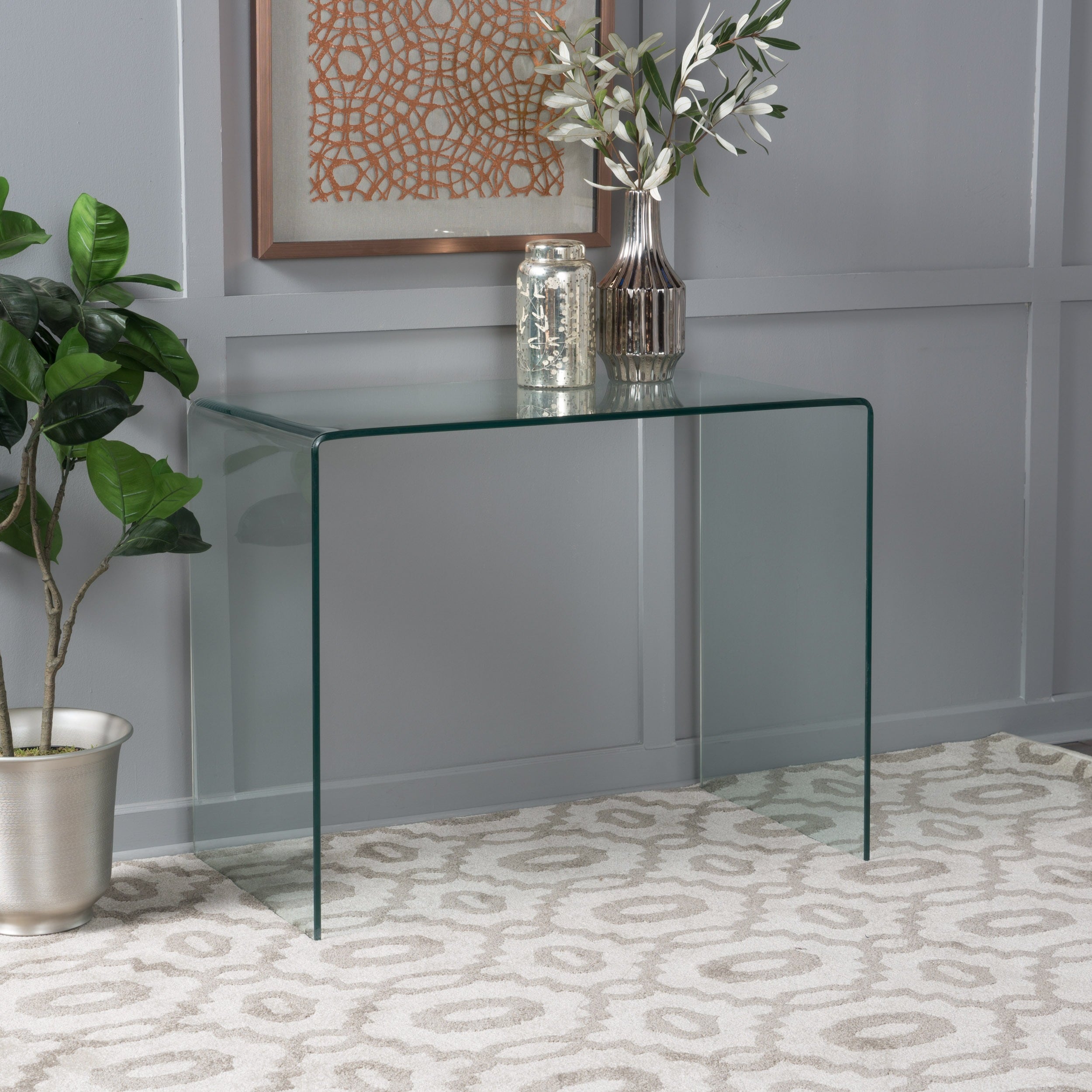 Ramona glass console table deals by christopher knight home