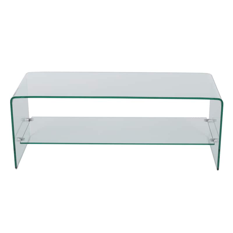 Ramona Glass Entertainment TV Console Stand with Shelf by Christopher Knight Home