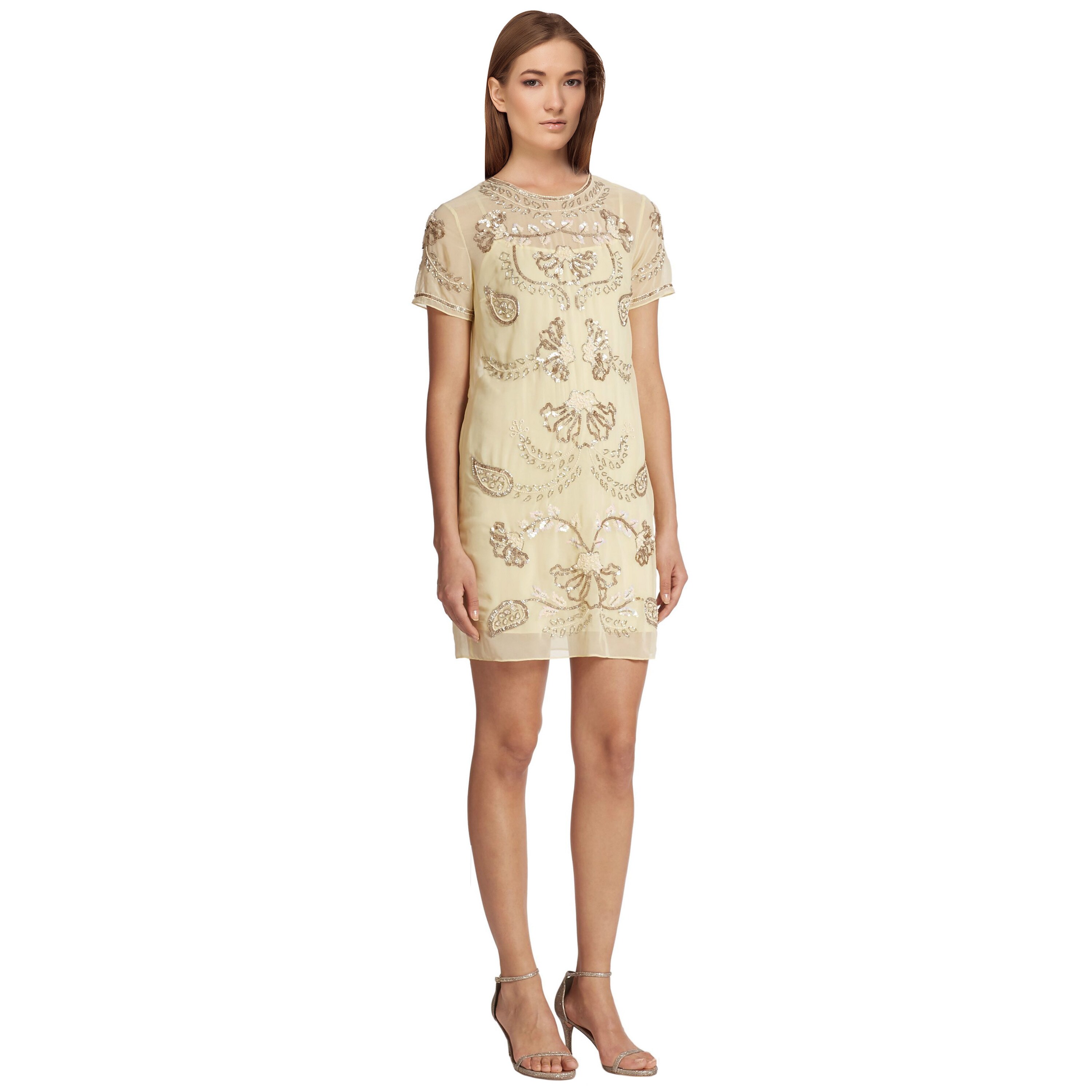shift cocktail dress embellished 'GOLD SHOULDER' EMBELLISHED SHIFT DRESS WITH FEATHERS Black / XS