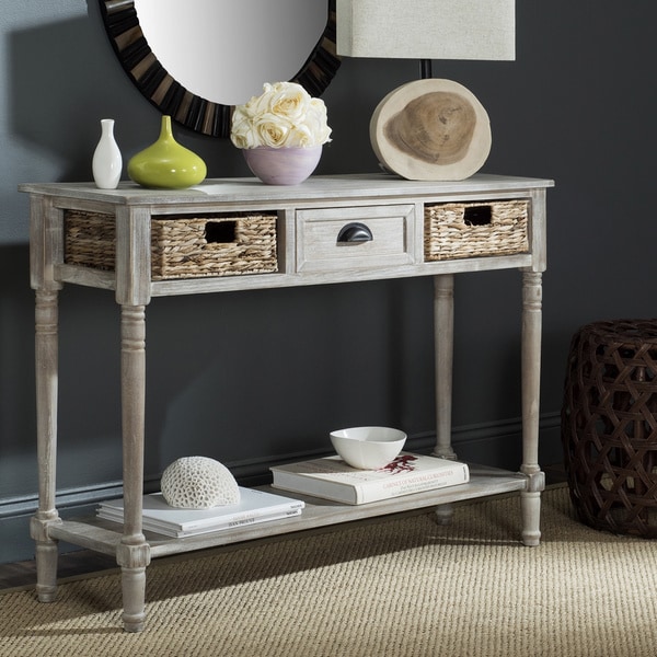Safavieh Christa Vintage White Washed 3-Drawer Console Storage Table