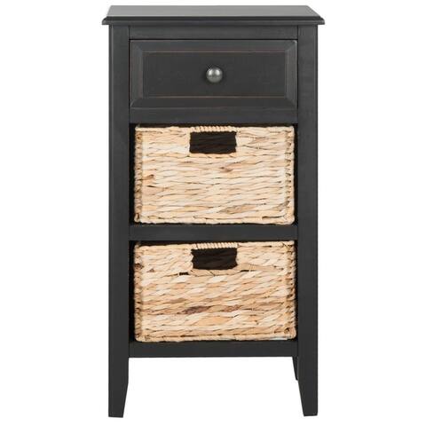 Safavieh Everly Distressed Black Drawer Storage Side Table