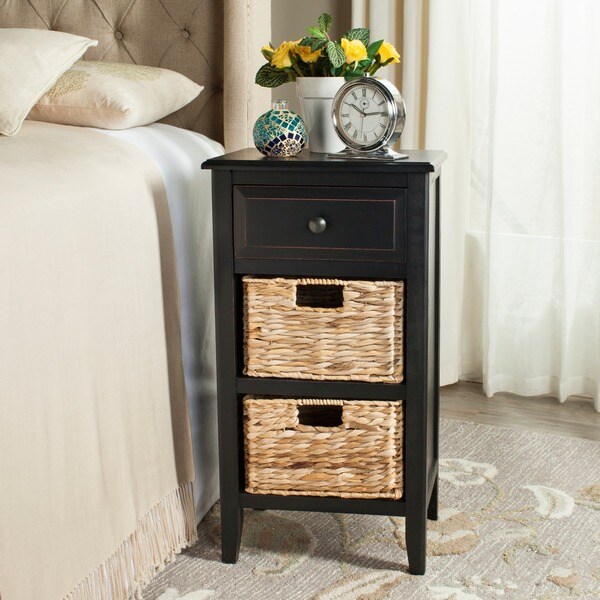 Safavieh Everly Distressed Black Drawer Storage Side Table On Safavieh Everly Distressed Black Drawer Storage Side Table