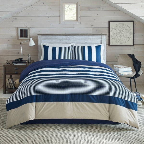 King size 7 Piece Microfiber Nautical Themed Comforter set Red /& White Striped