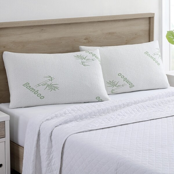 modern threads set of 2 bamboo memory foam pillows