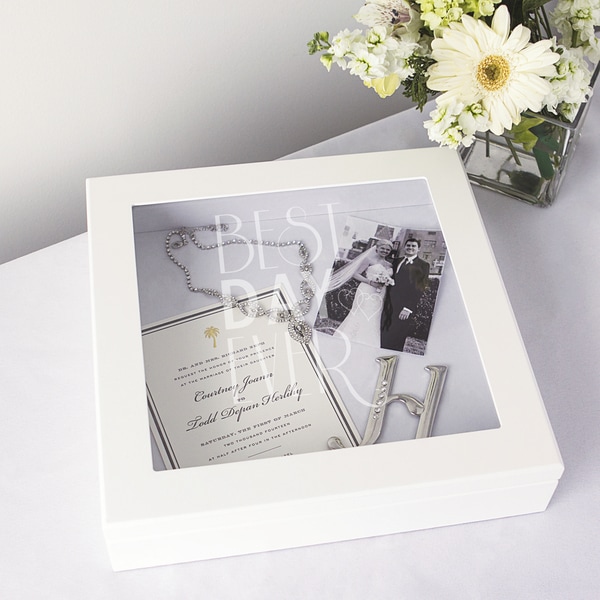 Best Day Ever White Wedding Wishes Keepsake Shadow Box Best Day Ever White Wedding Wishes Keepsake Shadow Box