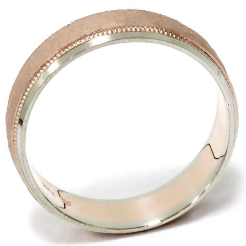14k Two-Tone Gold Men's 6mm Brushed Wedding Band