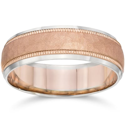 14k Two-Tone Gold Men's 6mm Brushed Wedding Band