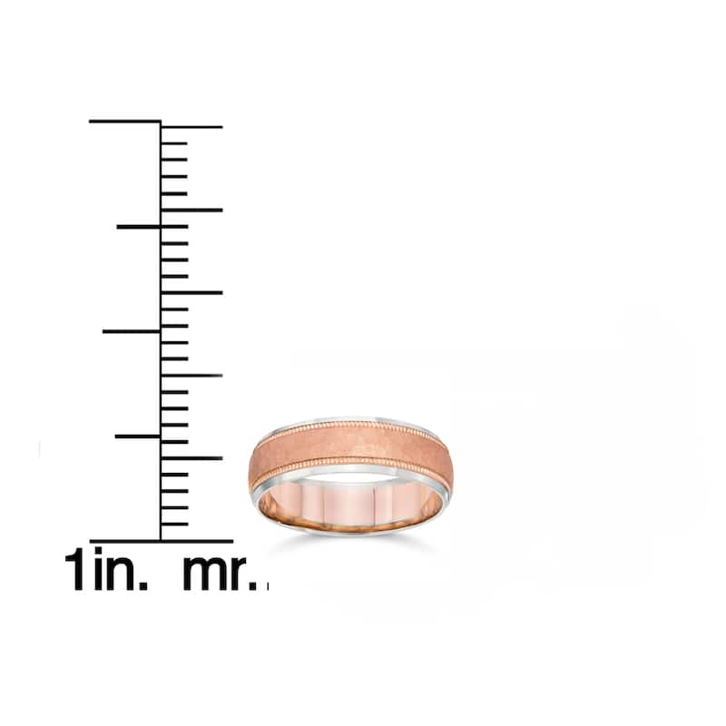 14k Two-Tone Gold Men's 6mm Brushed Wedding Band