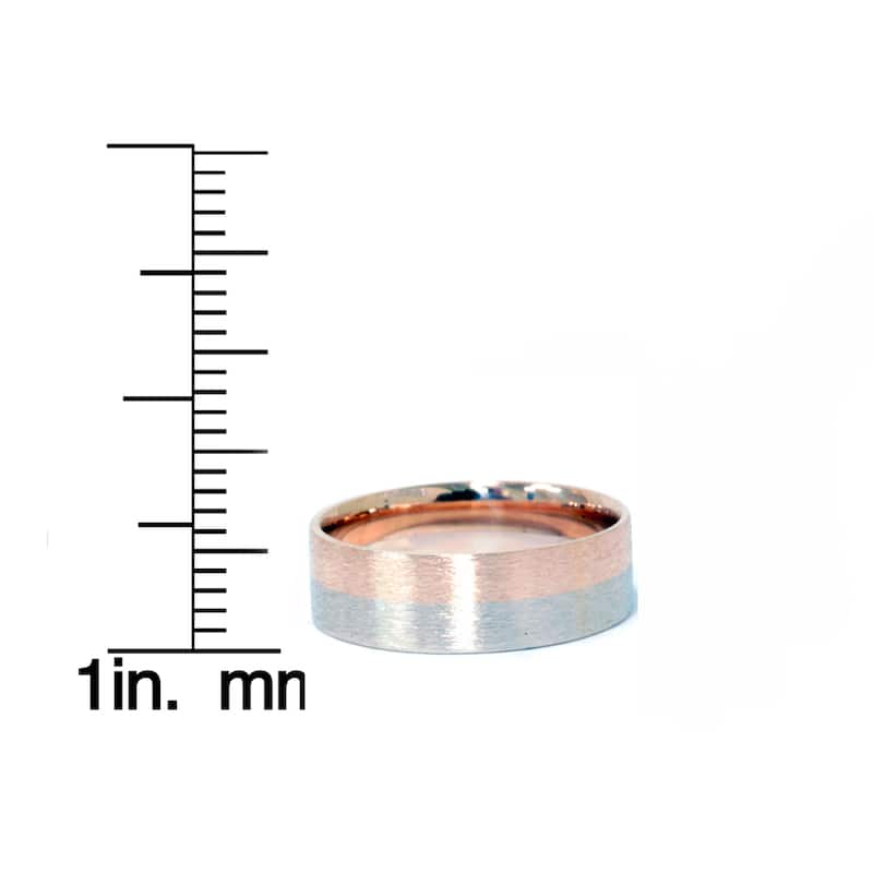 14k Two-Tone Rose & White Gold Men's 6mm Brushed Wedding Band