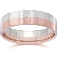 14k Two Tone Gold Men S 6mm Brushed Wedding Band On 14k Two Tone Rose White Gold Men S 6mm Brushed Wedding Band