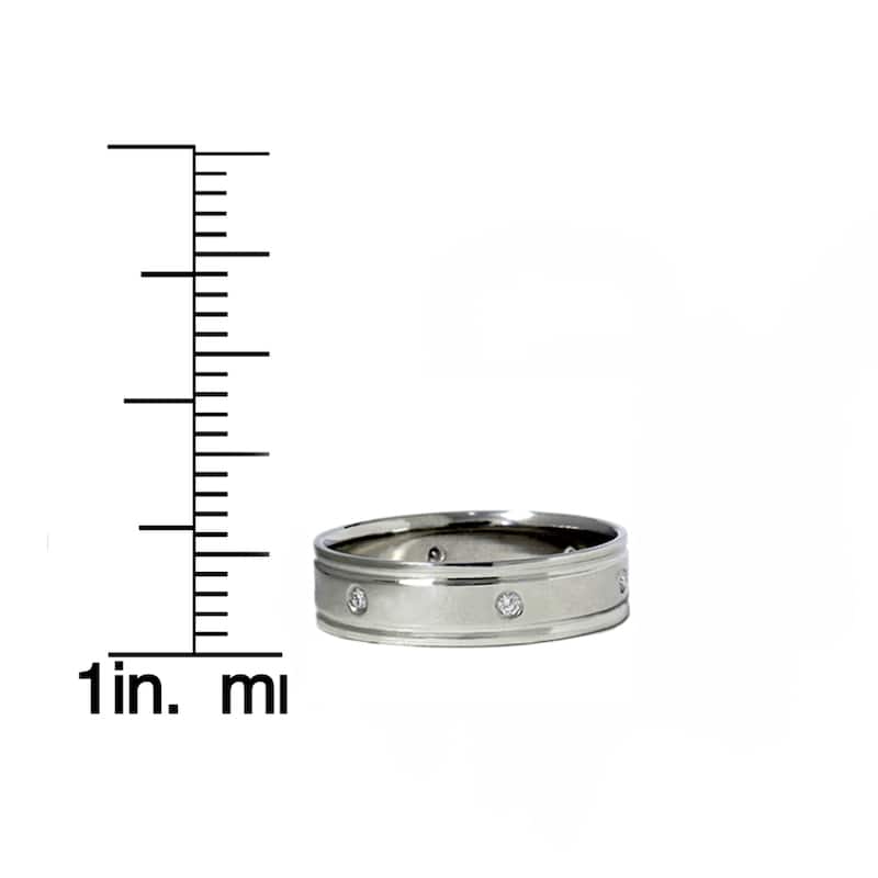14K White Gold 1/5 CT TDW Men's Diamond High Polished Wedding Ring