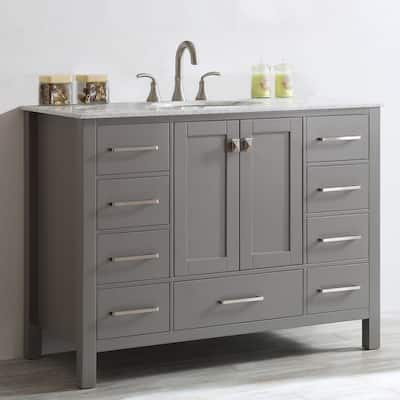 Vinnova Gela 48 inch Vanity with Carrera Marble Top without Mirror