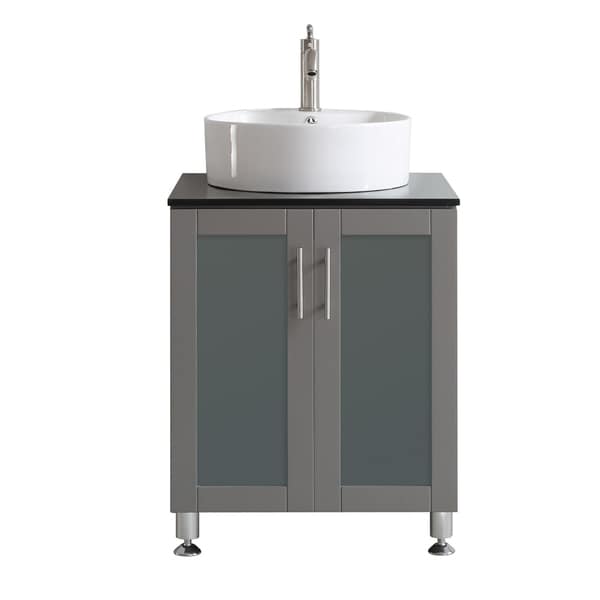 Vinnova Tuscany 24 Inch Single Vanity In Grey With White Vessel Vinnova Tuscany 24 Inch Single Vanity In Grey With White Vessel Sink Gl Countertop