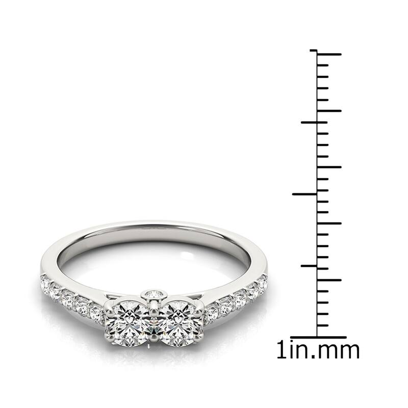 Auriya 3/4ct TDW Round 2-Stone Diamond Engagement Ring 14k White Gold