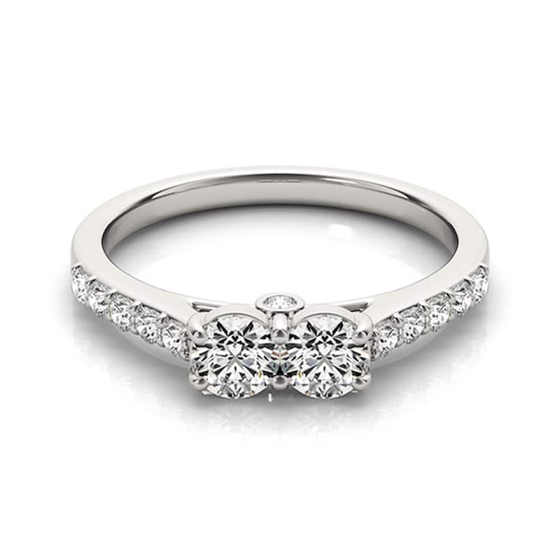 Auriya 14k Gold 1/2 carat TW Round 2-Stone Diamond Engagement Ring