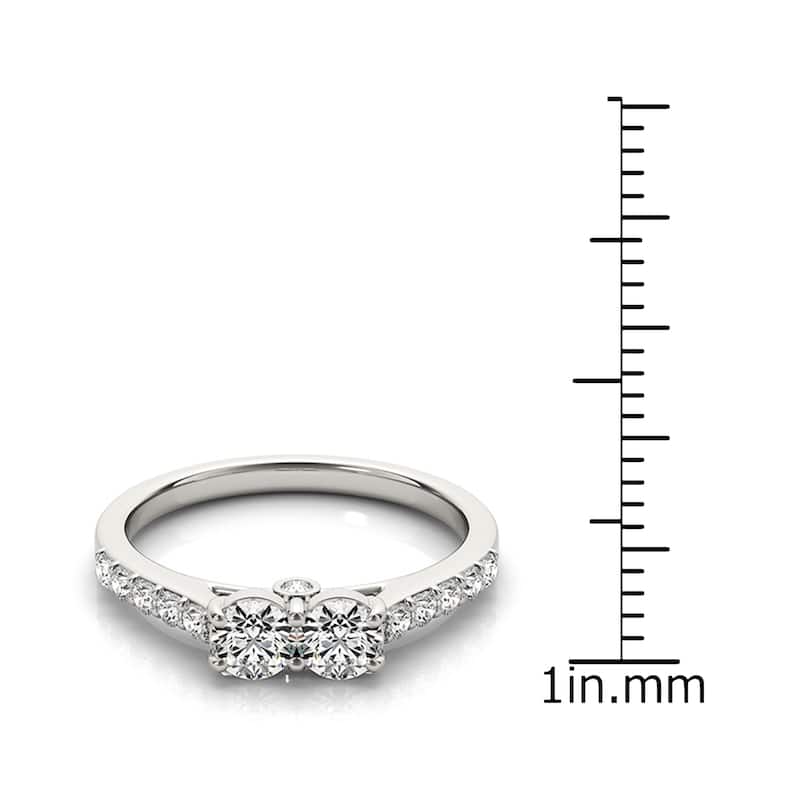 Auriya 14k Gold 1/2 carat TW Round 2-Stone Diamond Engagement Ring