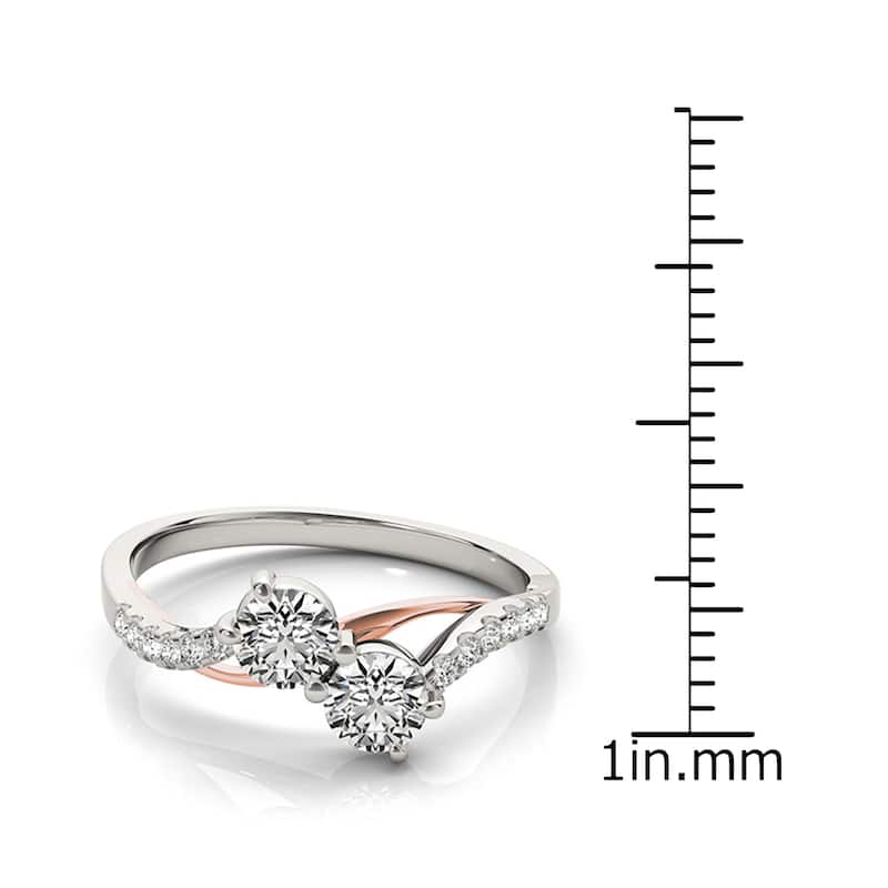 Auriya Rose and White Gold 2- Stone Diamond Engagement Ring 1/2ct TDW