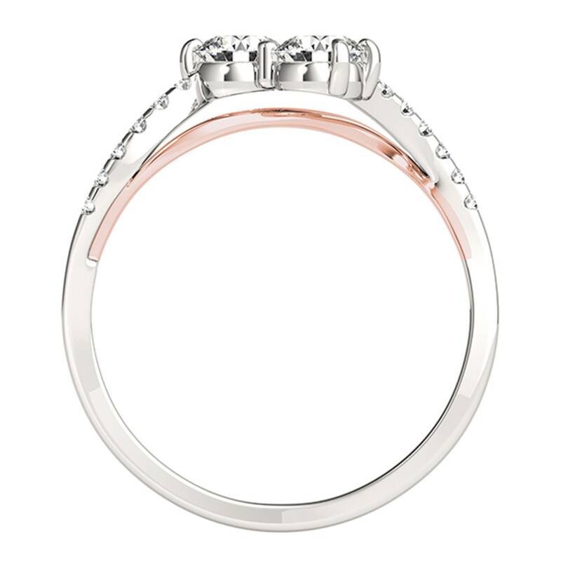 Auriya Rose and White Gold 2- Stone Diamond Engagement Ring 1/2ct TDW