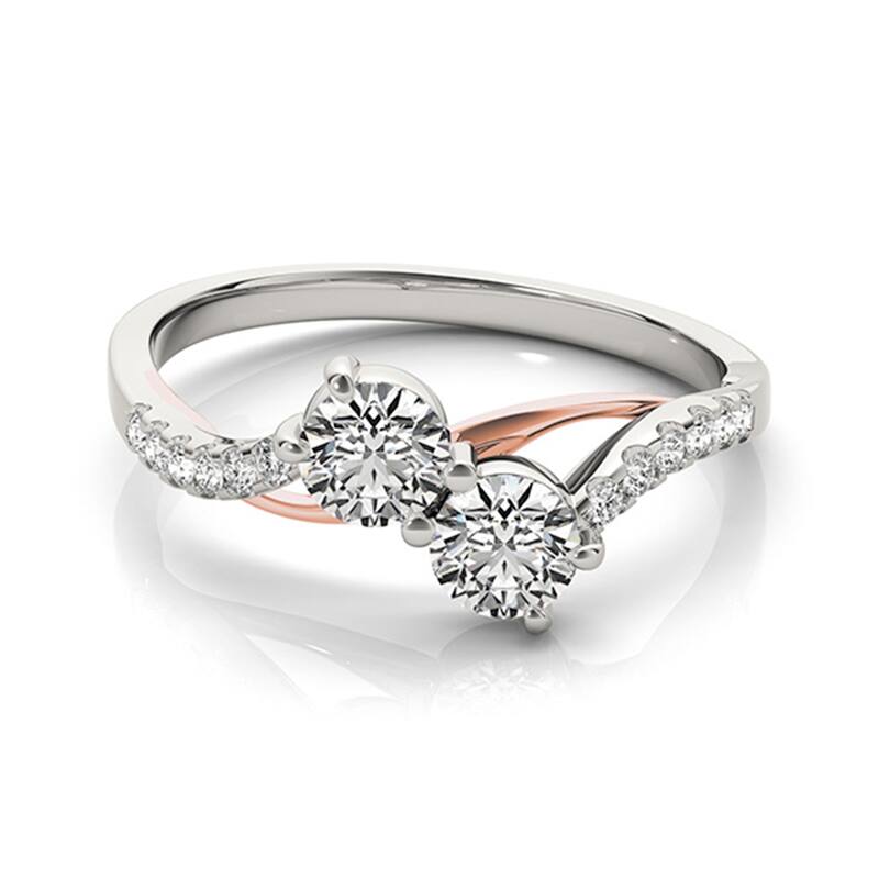 Auriya Rose and White Gold 2- Stone Diamond Engagement Ring 1/2ct TDW