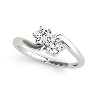Auriya Round 1/2ct TDW Two Stone Diamond Engagement Ring 14k White Gold (H-I, SI1-SI2)